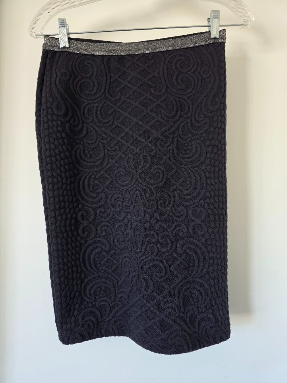 NEW Anthropologie Moulinette Soeurs Calabria Jacquard Knit Pencil Gray Skirt S